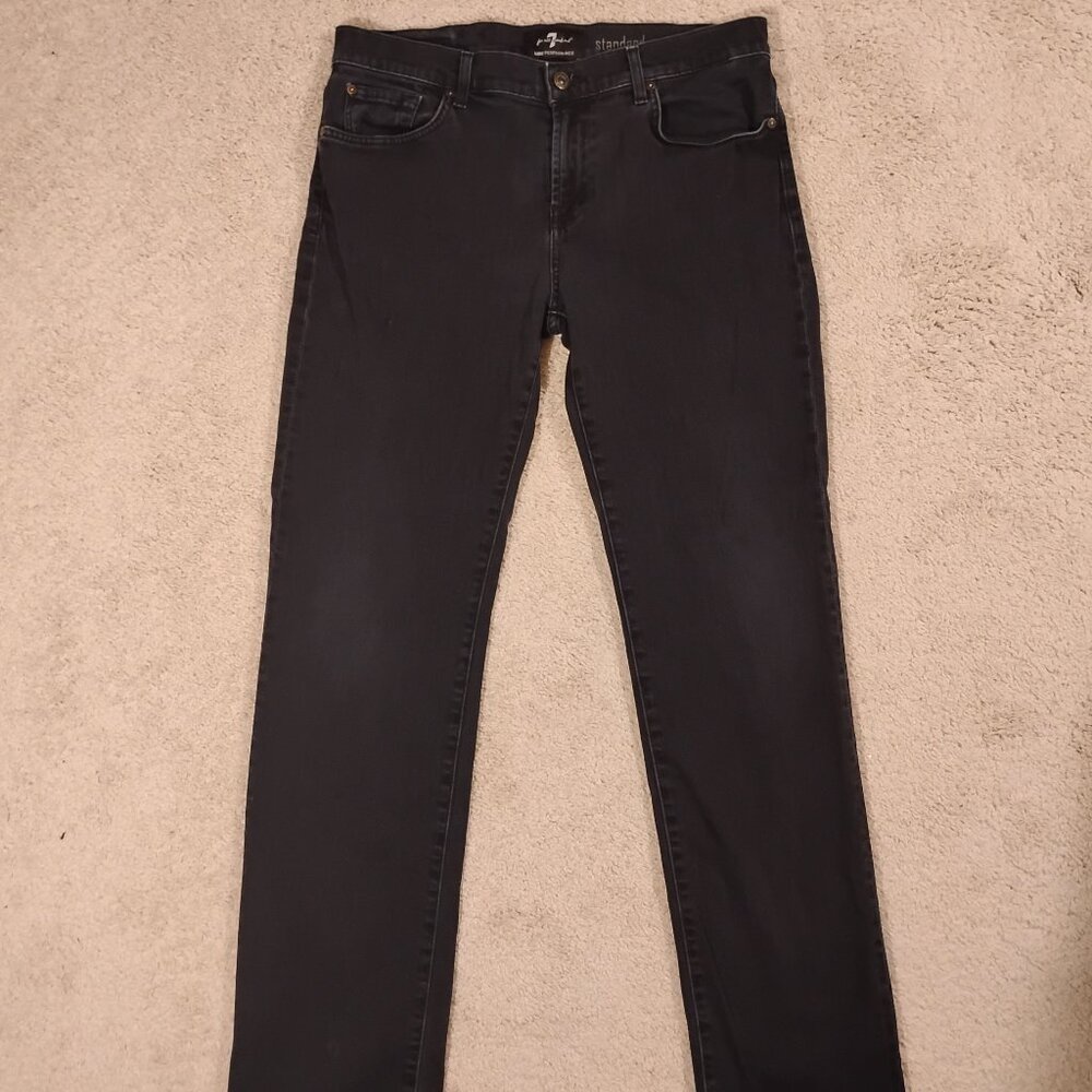 7 For All Mankind Luxe Performance Black Denim Jeans Men 34x32 Standard Straight